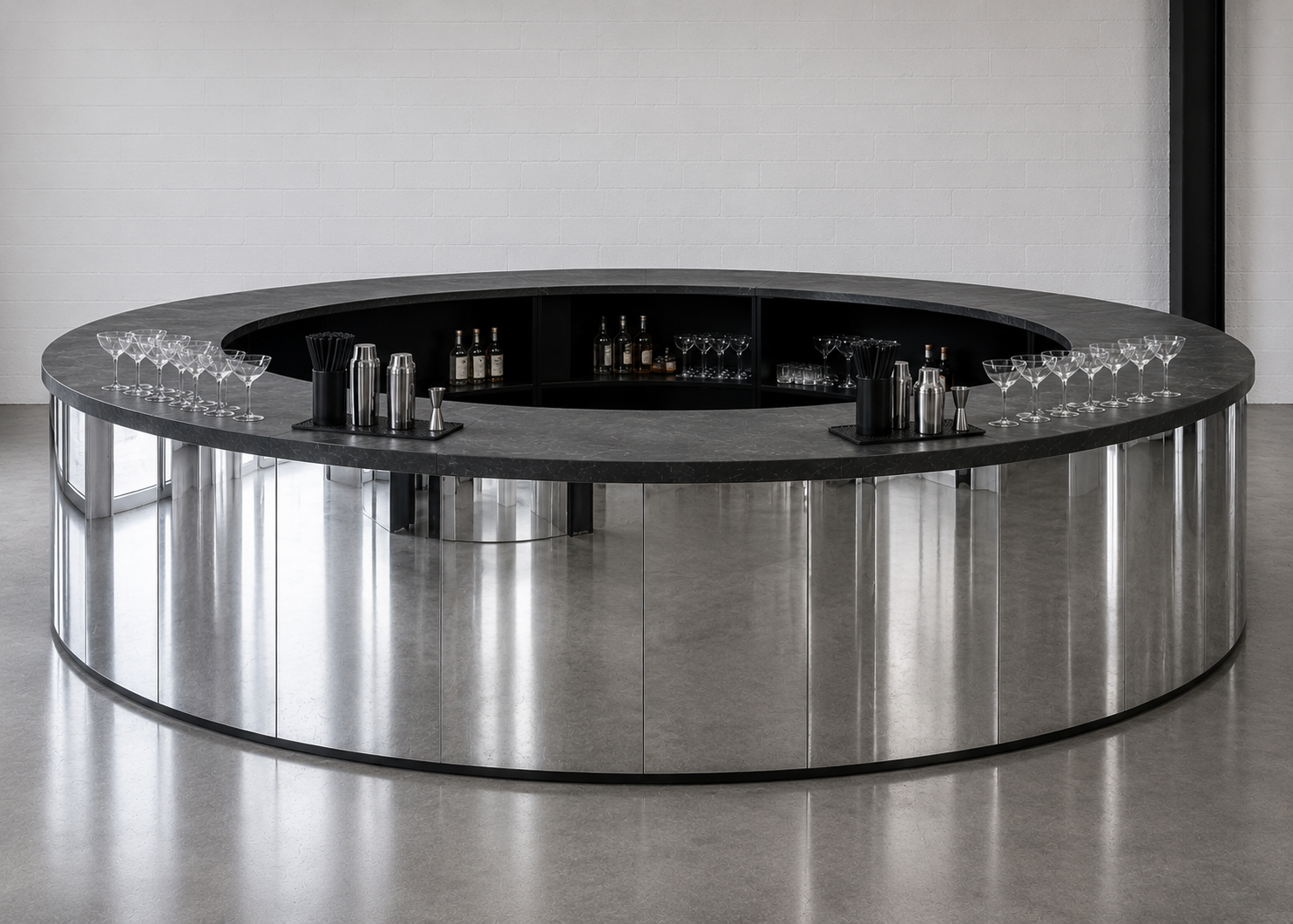 Silver Mirror Circle Bar