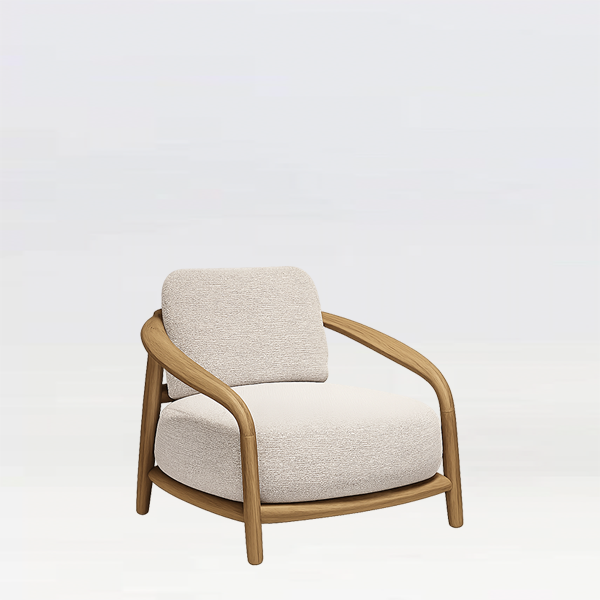 Arc Scandi style Outdoor Armchair for hire in London.
