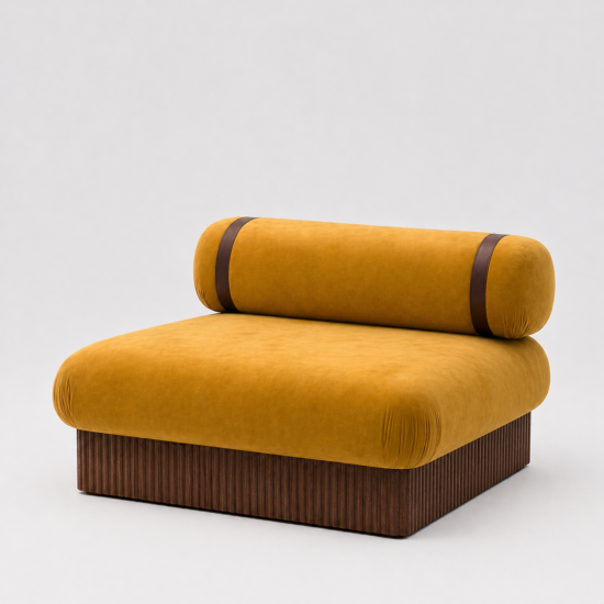 Velvet yellow armchair for hire