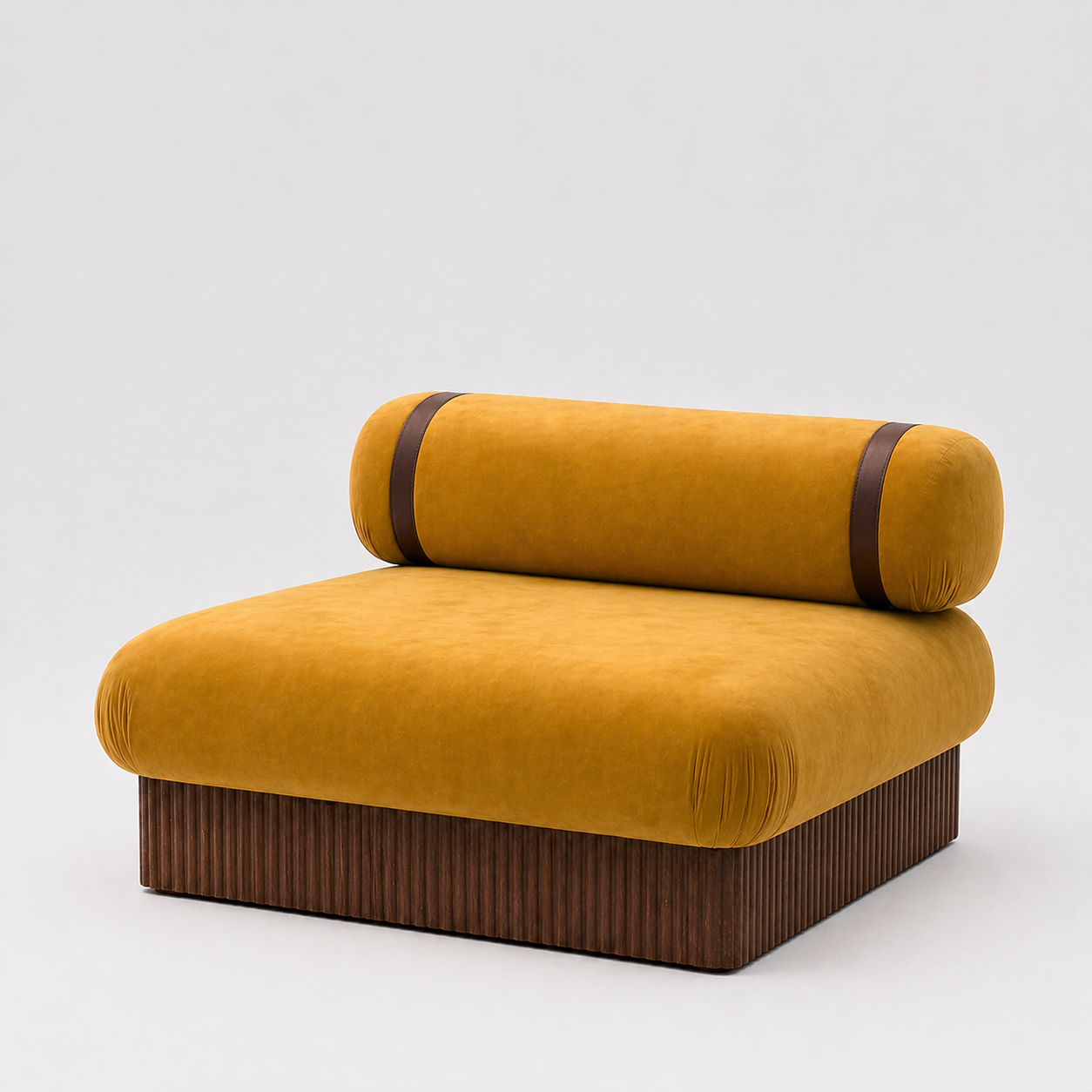 Velvet yellow armchair for hire