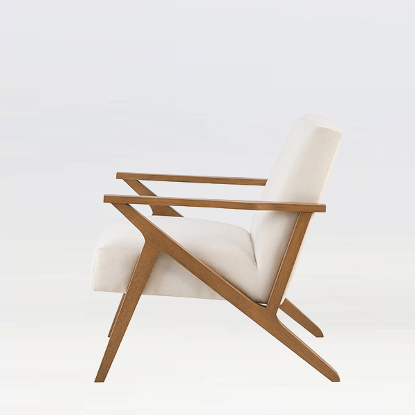 Nyla Mid Century Lounge Chair from the side. white chair hire London. Hire chairs for events. event chair hire London