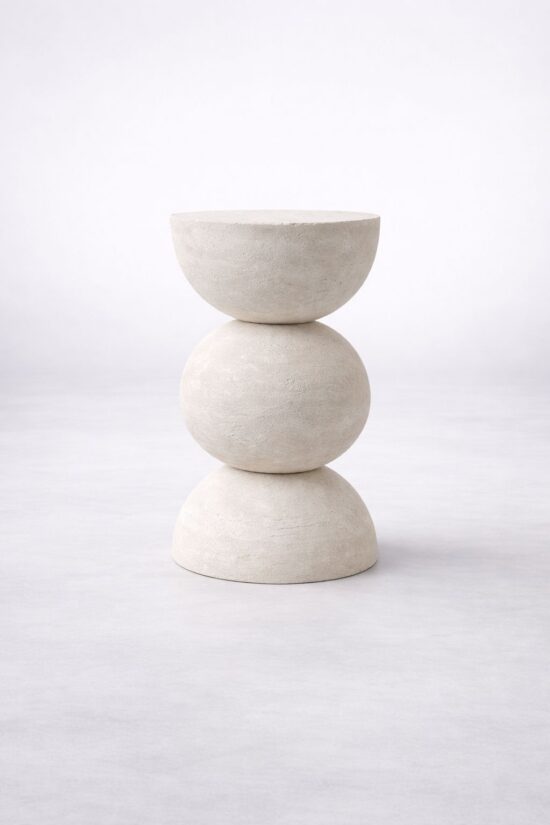 Three-tiered minimalist stone plinth, side table for hire London