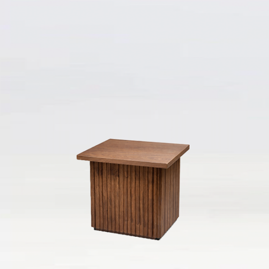 Terra Side Table in wooden curved slats. Hire side tables in London