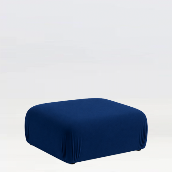 Bougie Buddy Ottoman for hire_event hire furniture. Modular velvet furniture in Navy blue