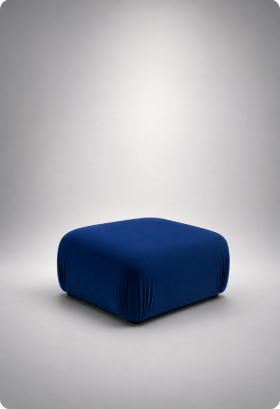 Bougie Buddy Modular Blue Velvet Ottoman