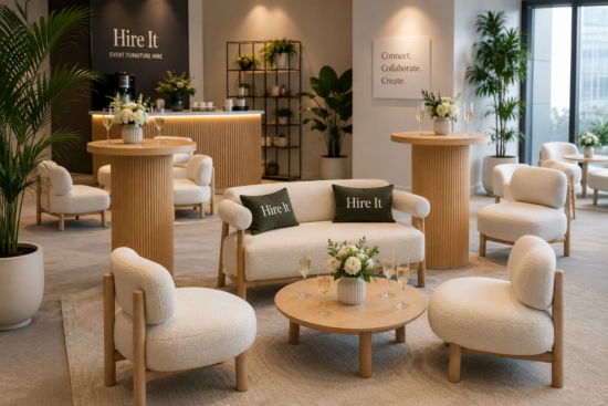 Nora Scandi Poseur Table for hire for event furniture hire in London. Poseur table hire in London image of scandi furniture for hire