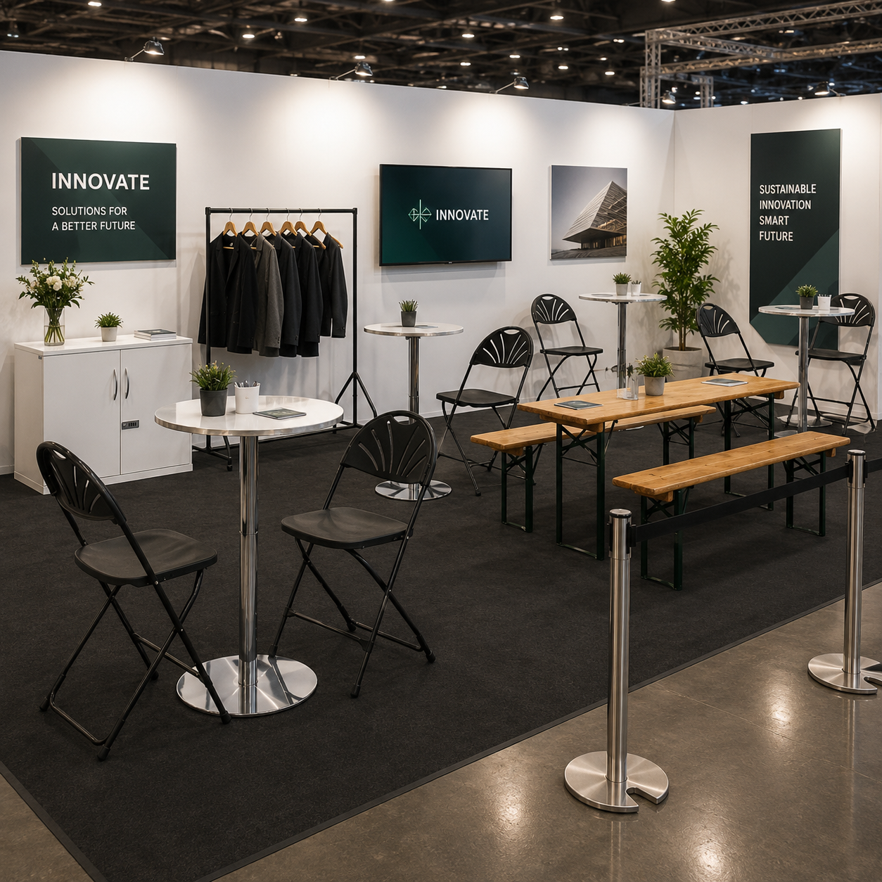 event furniture hire_conference furniture hire London_bench hire_foldable chair hire_folding chairs for hire_ tensa barrier hire_ clothing rails hire_exhibition furniture hire