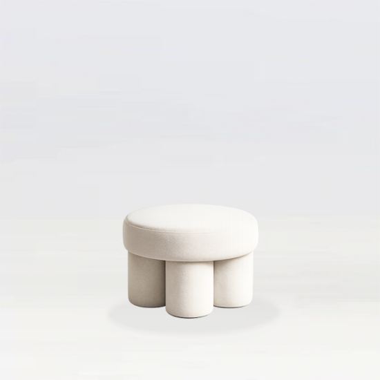 Mila Footstool. Luxury lounge furniture for hire UK. Lounge furniture hire London. Sherpa fleece furniture hire. Cream furniture hire UK, cream furniture hire London.