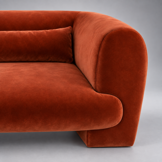 Solano Orange Velvet Sofa